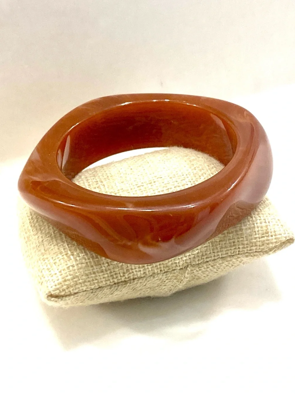 Sculpted Bangle Bracelet in Warm Amber Brown